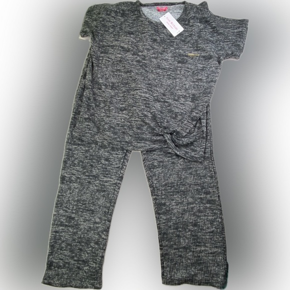 NWT Isaac Mizrahi Lounge pajamas set grey black pants and short sleeve top - Picture 15 of 16